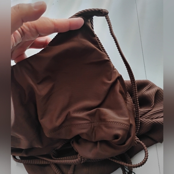 ZAFUL One Piece  Lace Up Tie Back Ribbed Fully Lined Tummy Control Scoop Padded - Picture 11 of 13